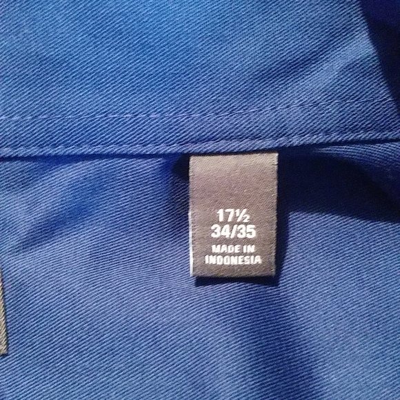 VAN HEUSEN FLEX Regular Fit Stretch Size 17 1/2 34/35 Mens Blue Dress Shirt - Picture 7 of 8